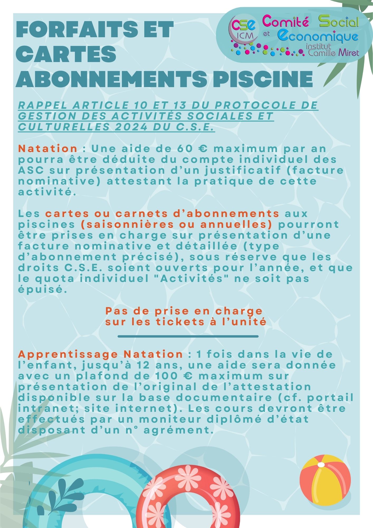 ABONNEMENT PISCINE RAPPEL