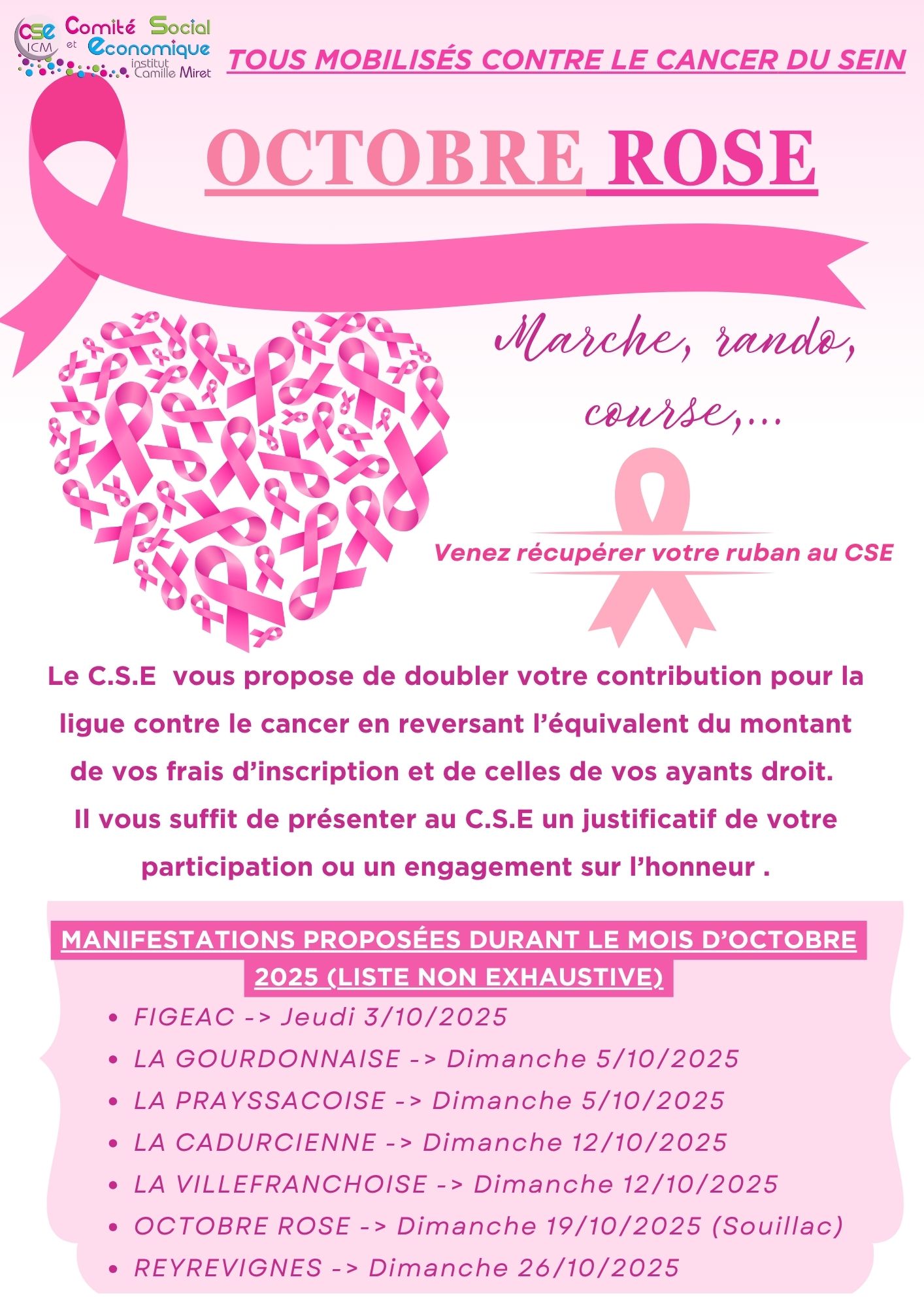 Flyer A4 Octobre Rose Sensibilisation Illustratif Simple
